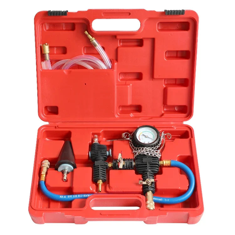 Coolant system vacuum purge and refill kit, full kit in carry case