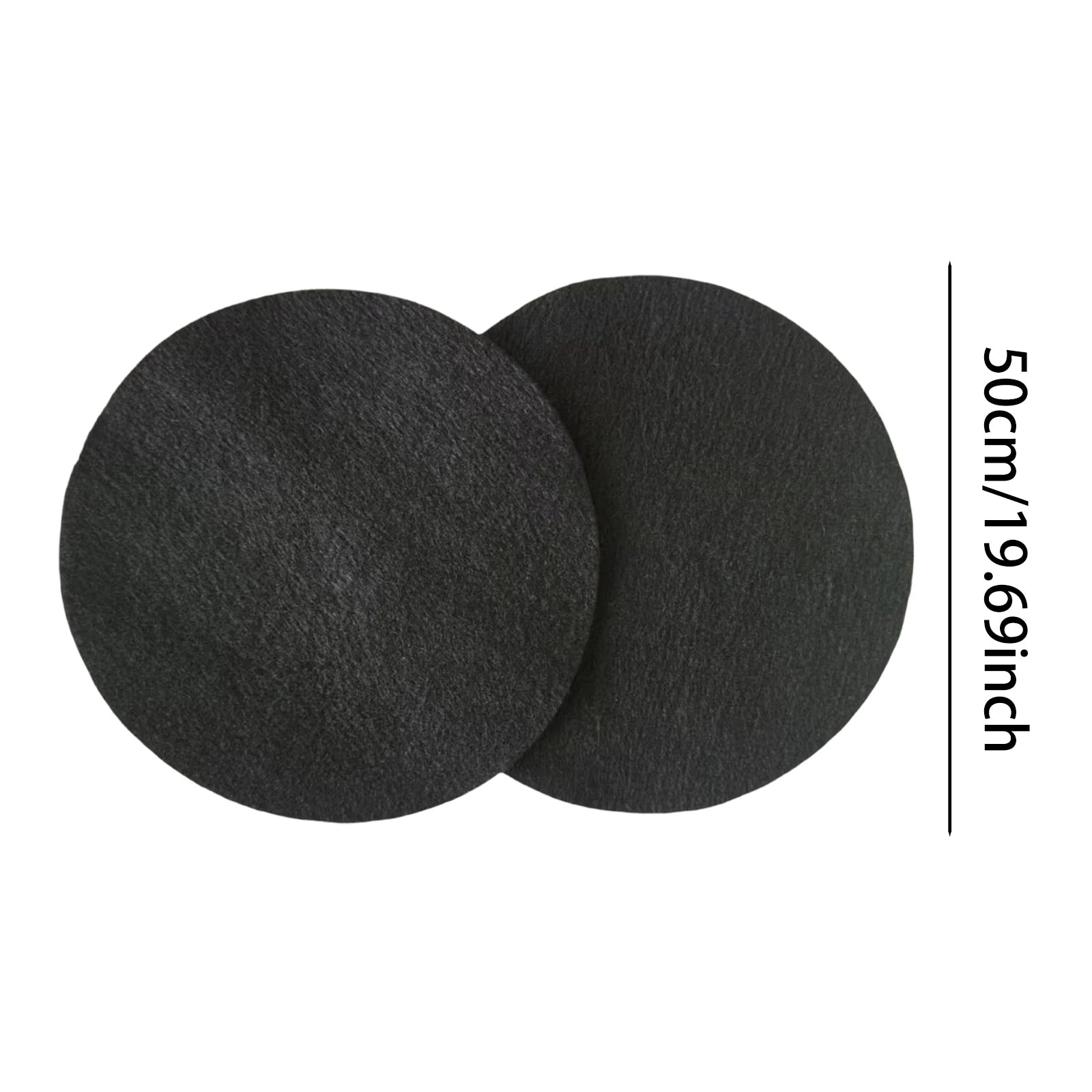 Oil Drain Splash Pad - Pair of black rubber round pads with 50cm diameter size reference | Wrench Haus