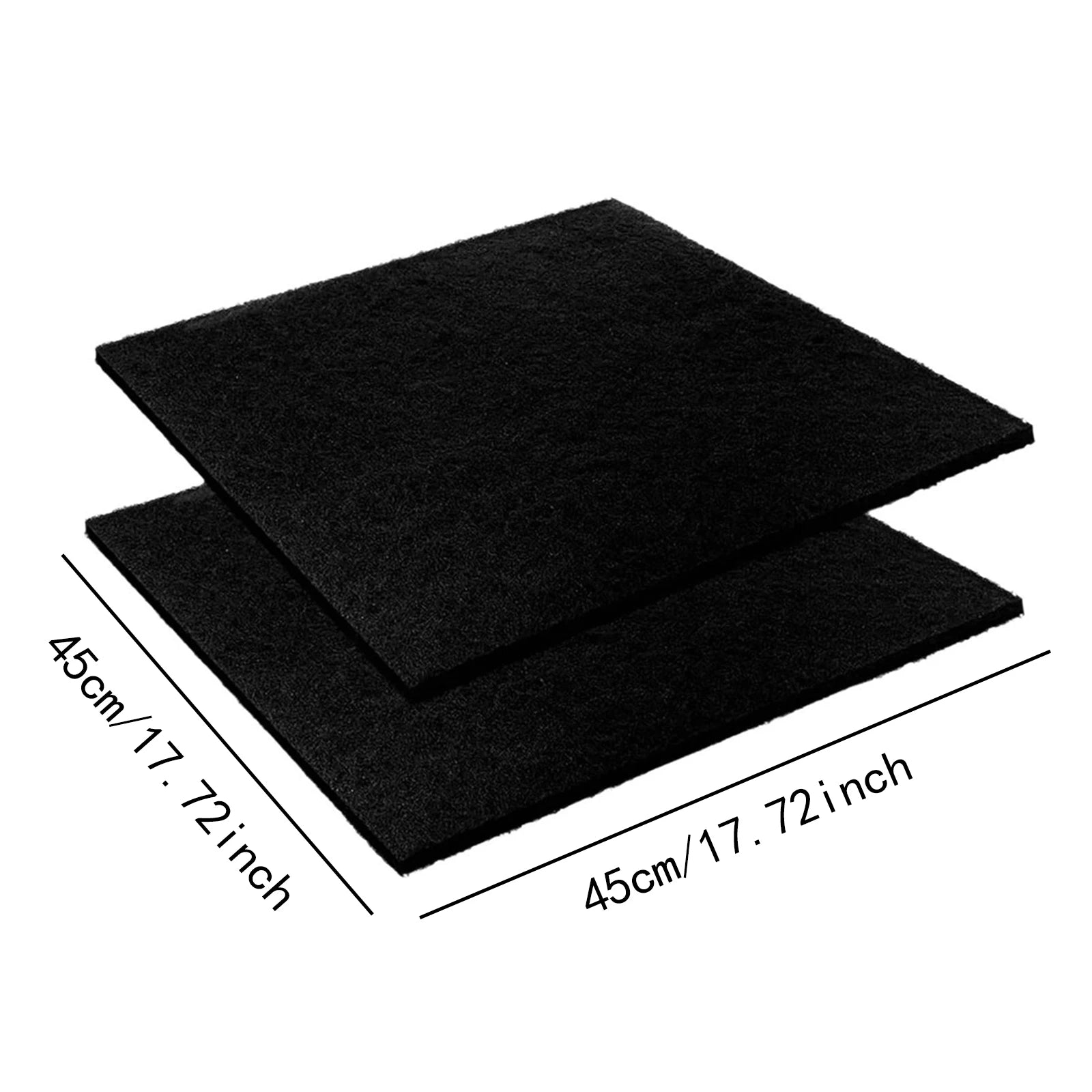 Oil Drain Splash Pad - Black rubber square pads stacked showing 45cm x 17.72in dimensions | Wrench Haus