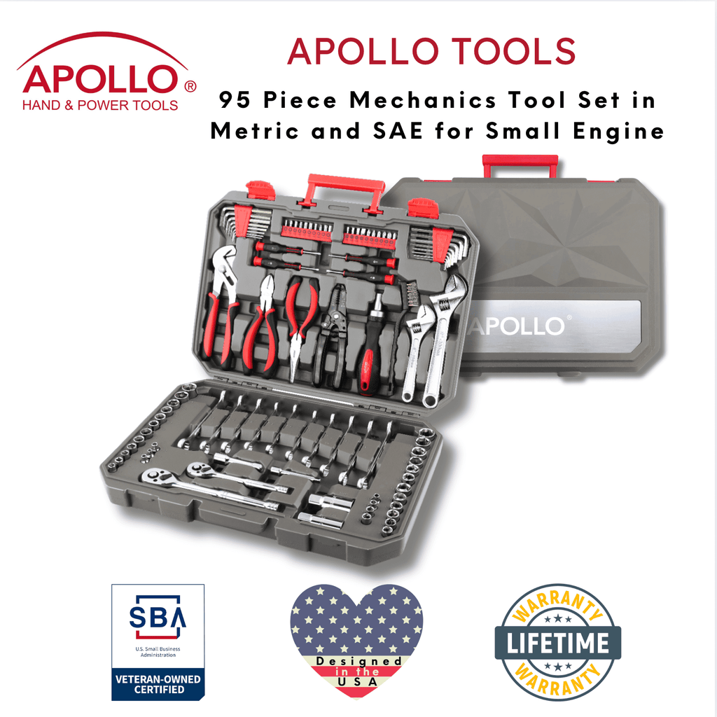 95 Piece Mechanics Tool Set in Metric and SAE for Small Engine, Mechanical and General Repairs – DT1242