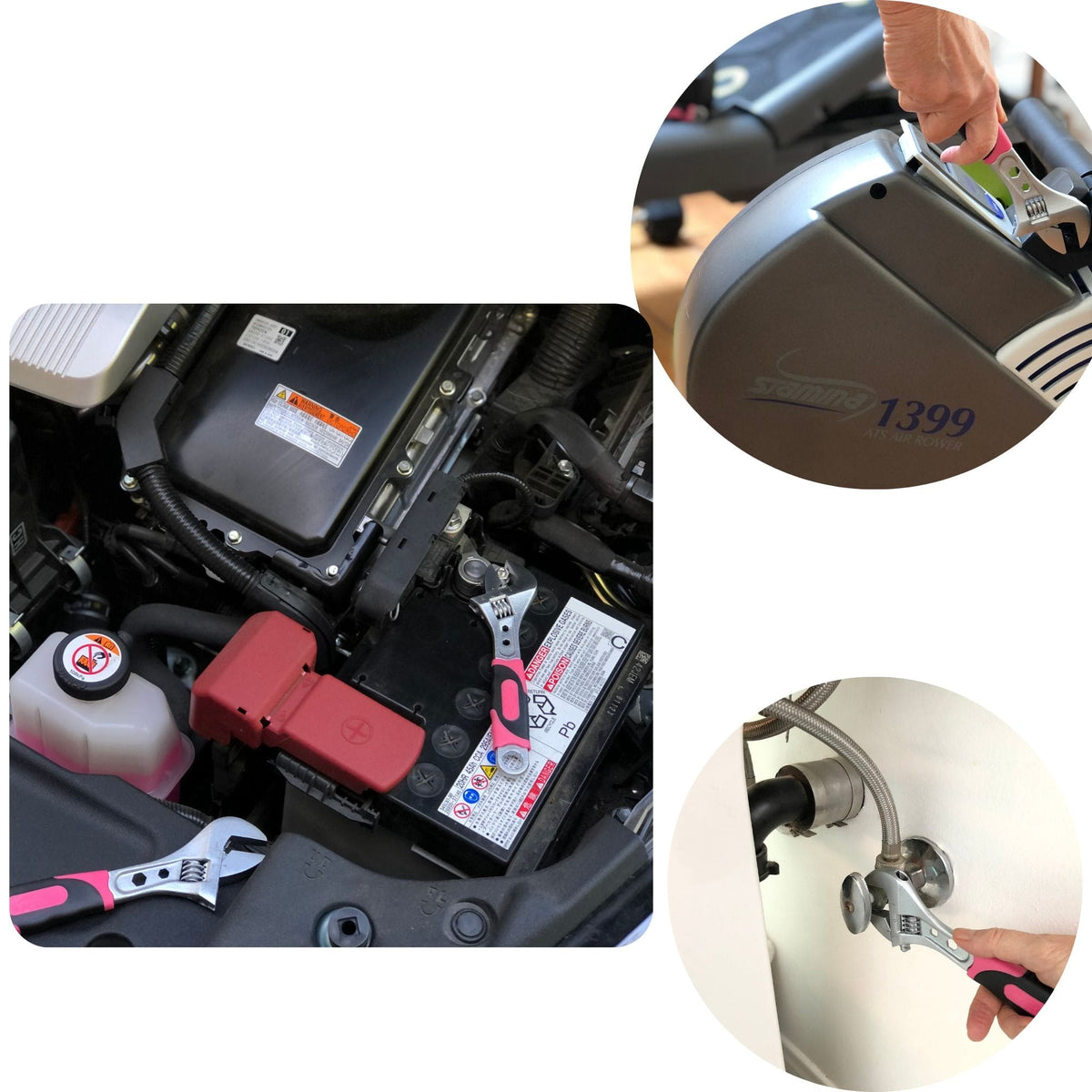 2 Adjustable Wrenches - Pink - DT5007P