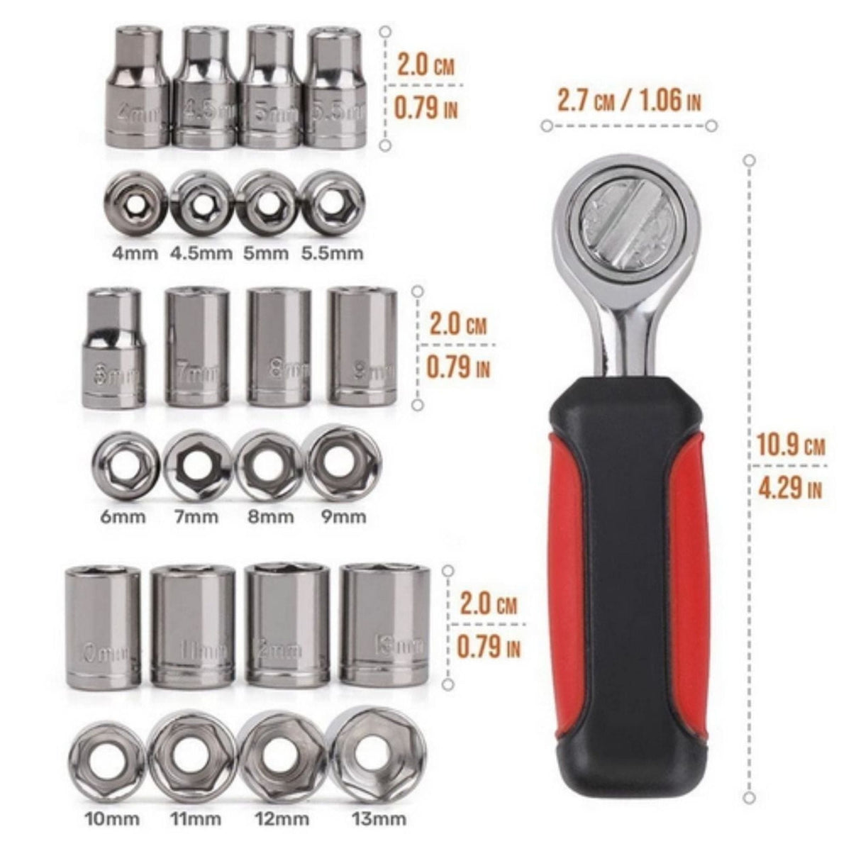 13 Piece ¼ Inch Drive Metric Socket Set - DT5023