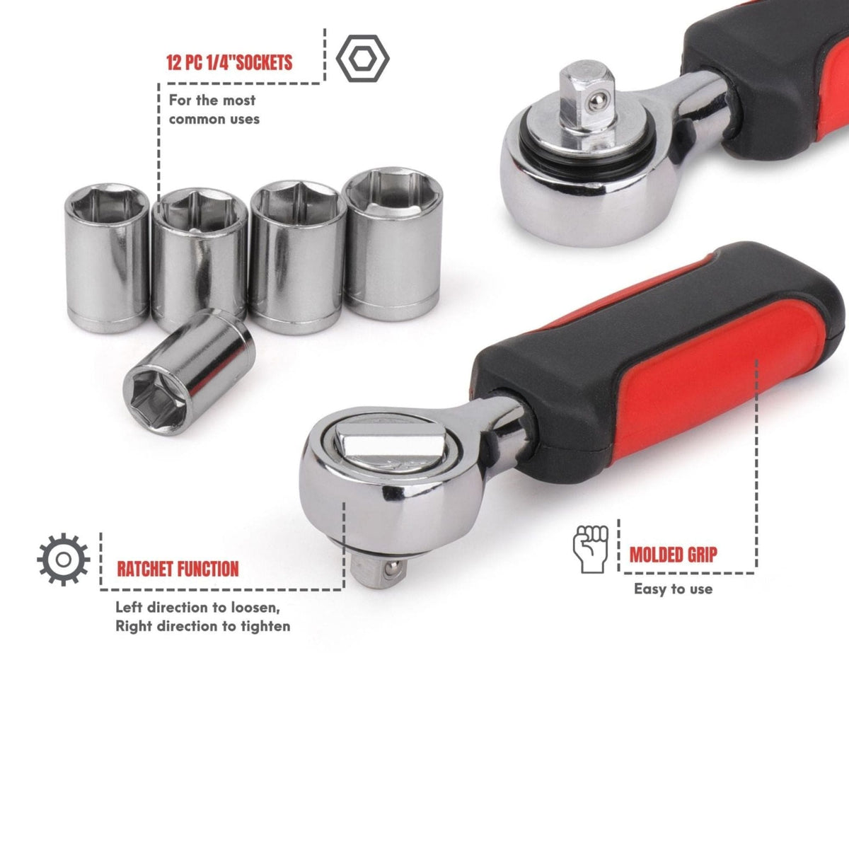 13 Piece ¼ Inch Drive Metric Socket Set - DT5023