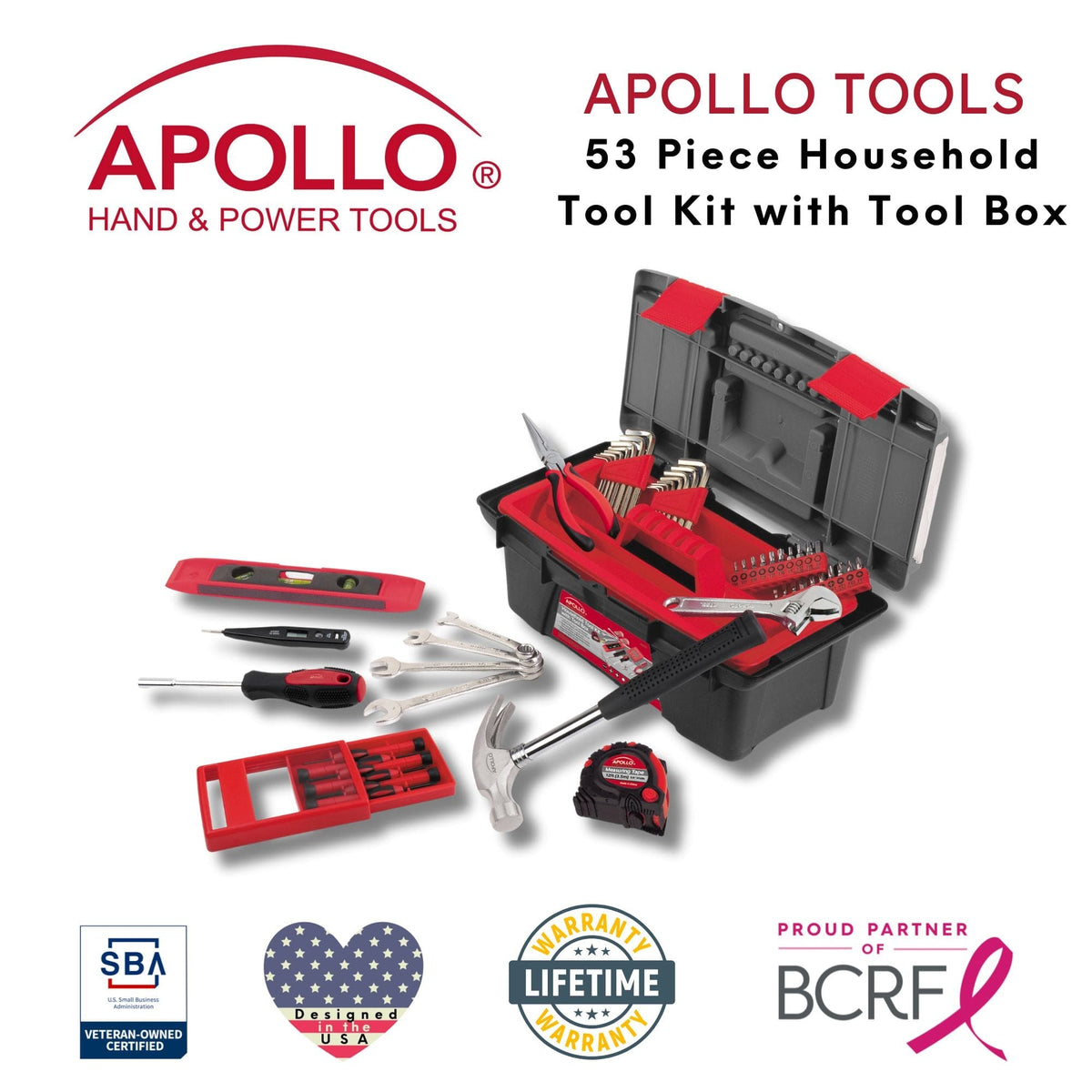 53 Piece Household Tool Kit with Tool Box - DT9773