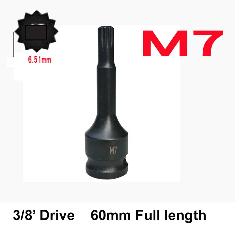 60 mm 12-Zahn-XZN-Vielzahn-Steckschlüsseleinsatz – 3/8" Antrieb M5, M6, M7, M8, M9, M10, M11, M12