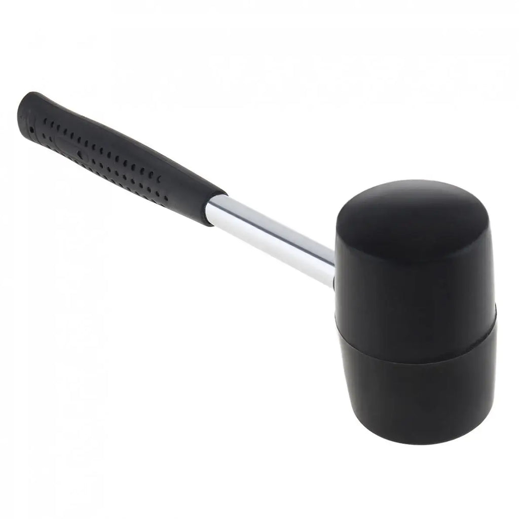 400g Black Rubber Mallet - Low angle front view of round rubber head showing face and handle alignment | Wrench Haus