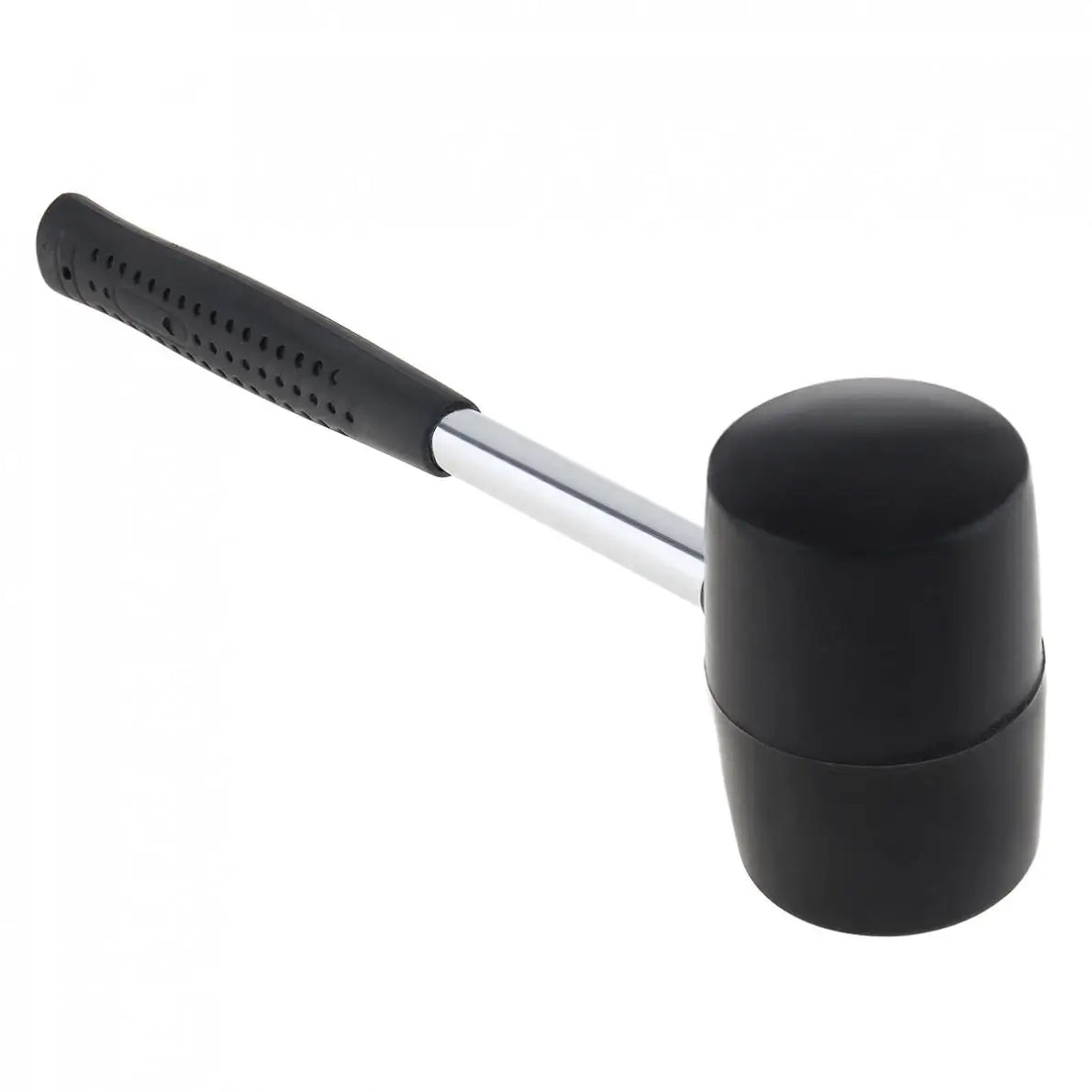400g Black Rubber Mallet - Low angle front view of round rubber head showing face and handle alignment | Wrench Haus