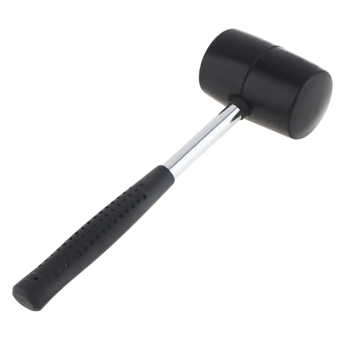 400g Black Rubber Mallet - Round head rubber hammer with non-slip steel handle, full view on white background | Wrench Haus