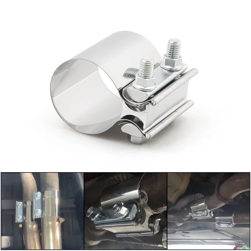 Exhaust sleeve coupler clamp detail view | Wrench Haus