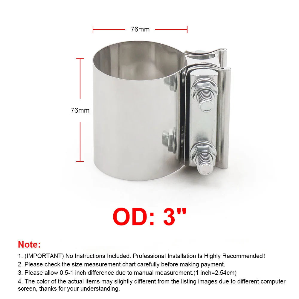 304 Stainless Exhaust Sleeve Coupler Clamp - view 23 | Wrench Haus