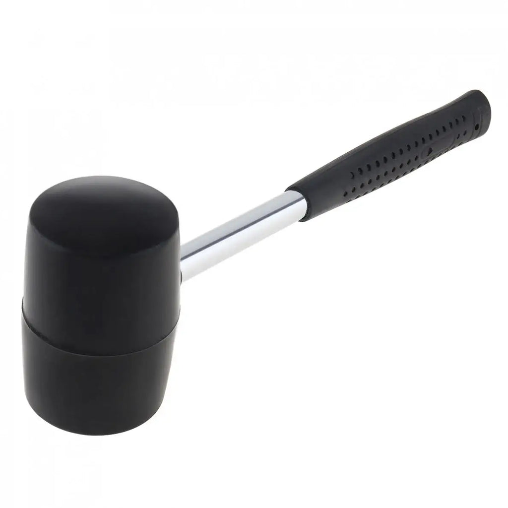 400g Black Rubber Mallet - Side profile close-up of round black rubber head and steel shaft | Wrench Haus