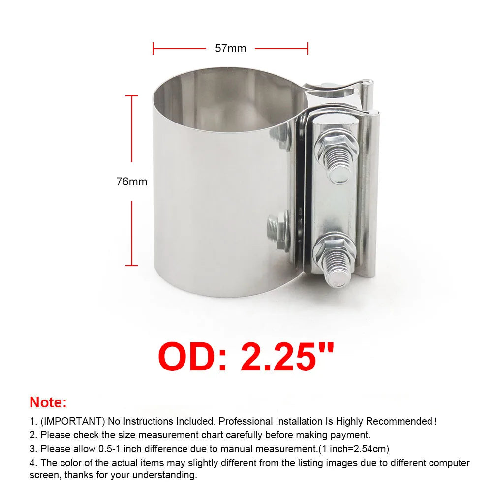 304 Stainless Exhaust Sleeve Coupler Clamp - view 27 | Wrench Haus