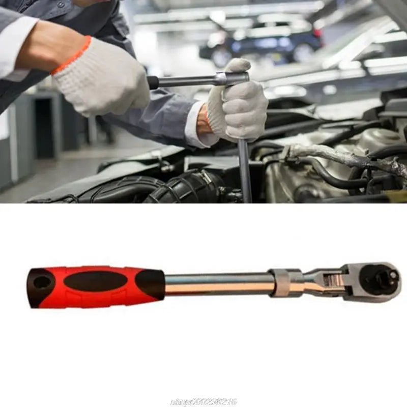 Telescoping handle extended on flex-head ratchet