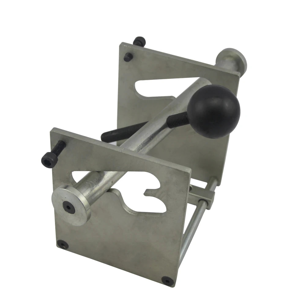 Valve Spring Compressor Tool VAG 3362 - Angled view showing full assembled frame with adjustment knob | Wrench Haus