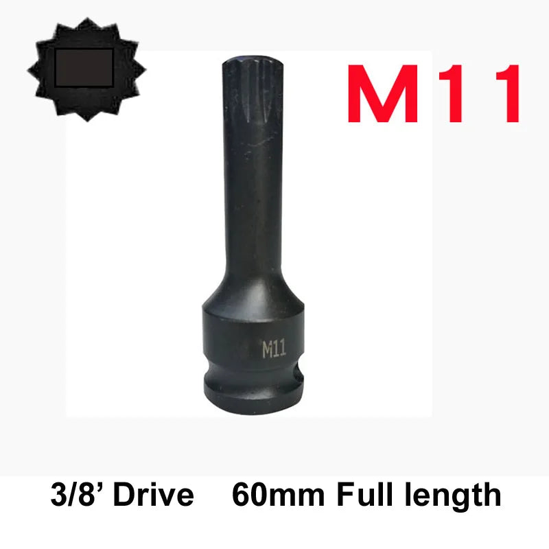 60 mm 12-Zahn-XZN-Vielzahn-Steckschlüsseleinsatz – 3/8" Antrieb M5, M6, M7, M8, M9, M10, M11, M12
