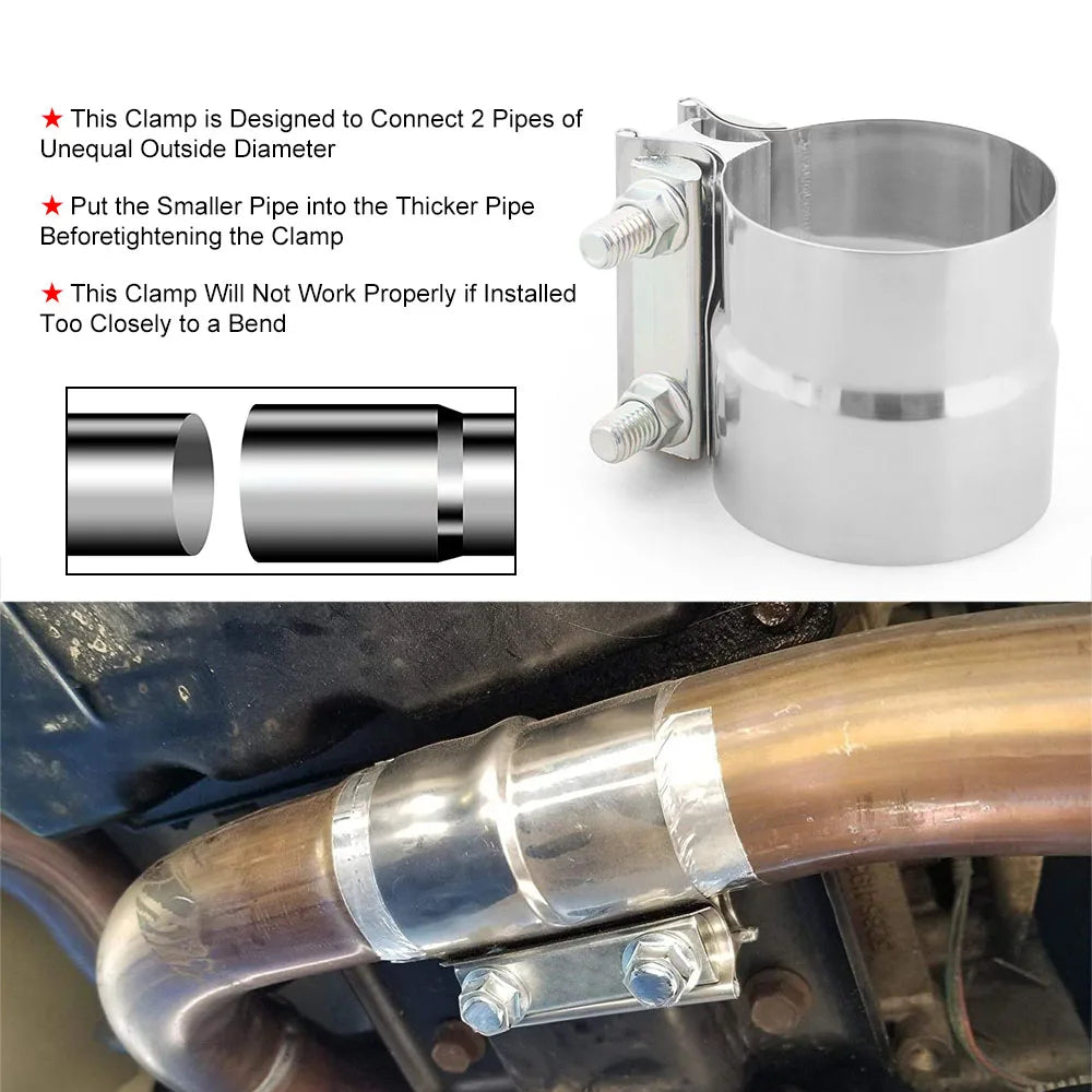 Exhaust band clamp single-bolt detail view | Wrench Haus