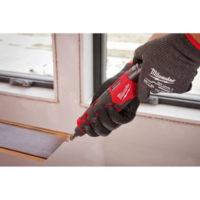 Milwaukee 2525-21 M12 Brushless Rotary Tool Kit - rotary tool cutting a pipe