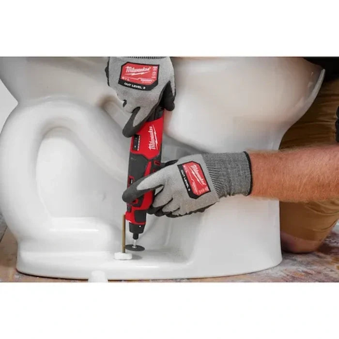 Milwaukee 2525-21 M12 Brushless Rotary Tool Kit - rotary tool grinding a metal part