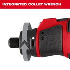 Milwaukee 2525-21 M12 Brushless Rotary Tool Kit - integrated collet wrench close-up