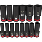 Milwaukee 49-66-7014 14 PC SHOCKWAVE Impact Duty™ 1/2" Drive Metric Deep 6 Point Socket Set