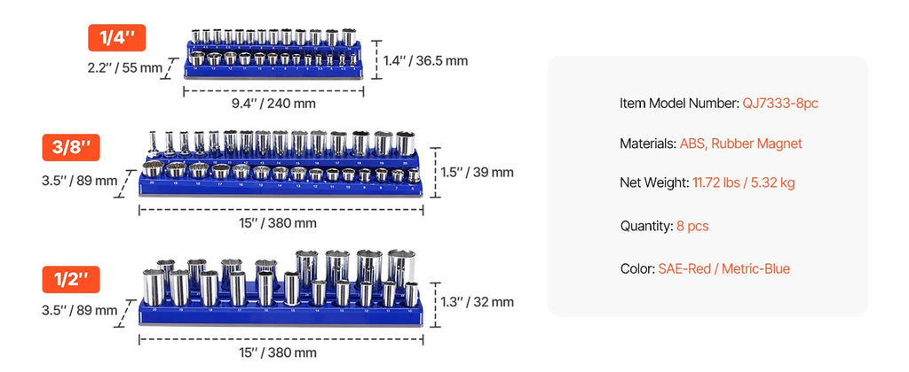 Socket Organizer Set - Universal Fitment Tool Box Storage Tray | Wrench Haus