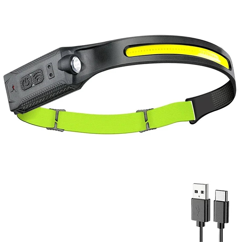 Rechargeable LED Headlamp — 3-Mode, Hands-Free, Built-In Battery