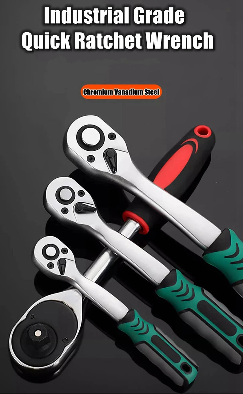 Quick-Release Ratchet Handle 24/72-Tooth - Chrome Vanadium Finish | Wrench Haus