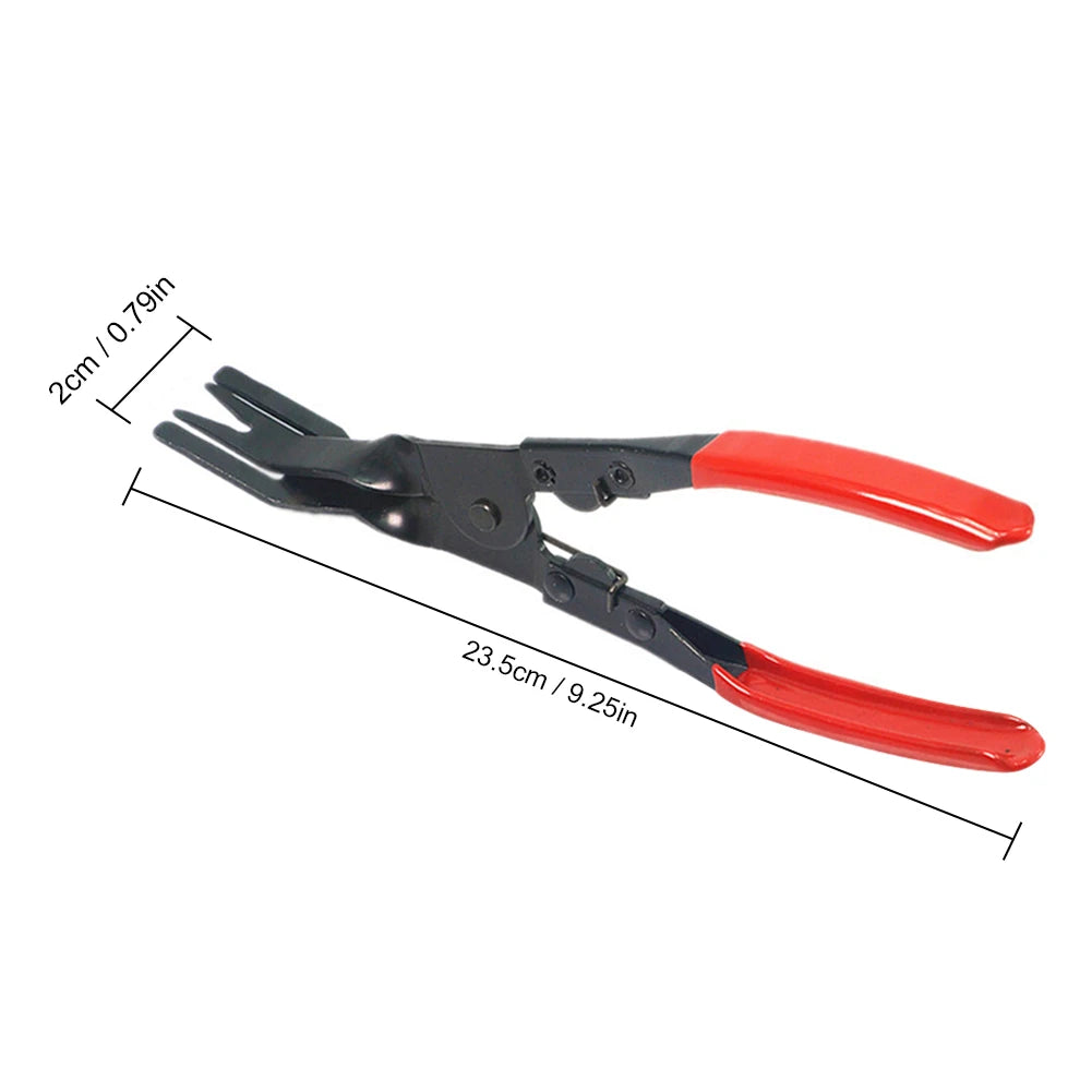 Red-handled trim clip removal pliers with 23.5cm overall length and 2cm jaw width | Wrench Haus