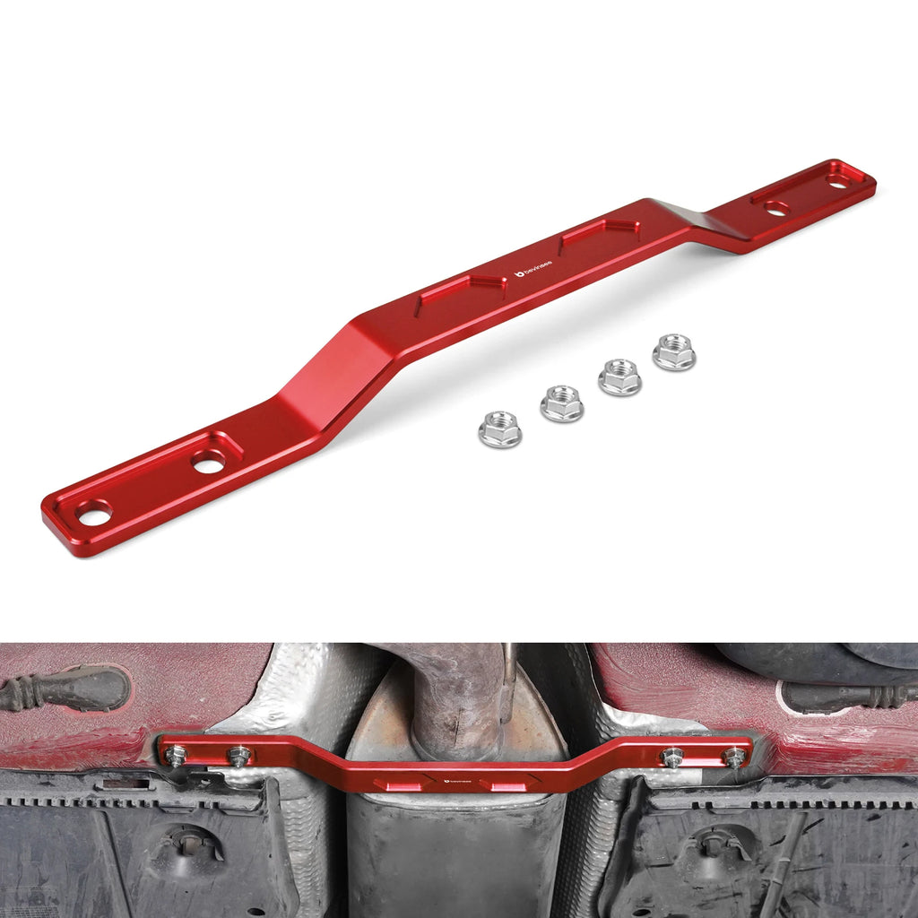 Rear Tunnel Brace Red - VW Golf GTI R MQB FWD AWD Undercarriage Stiffener | Wrench Haus