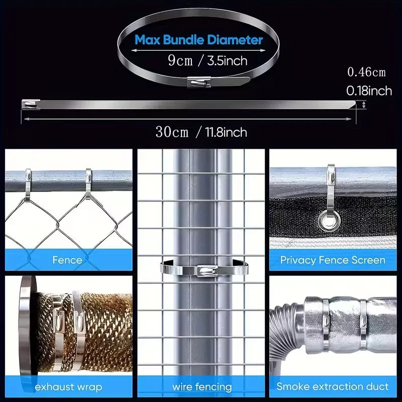 20-Piece 10-Inch Stainless Steel Zip Ties - view 2 | Wrench Haus