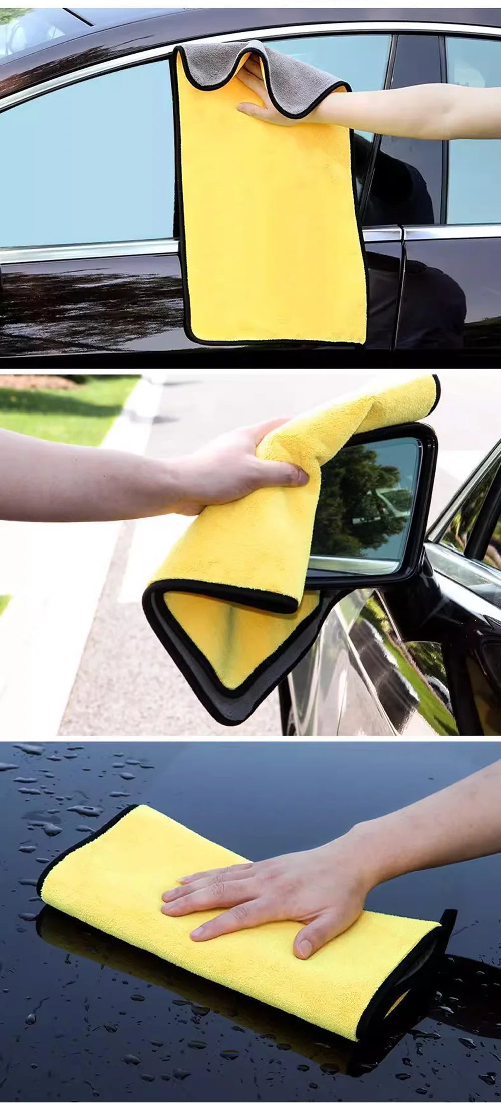 Hemmed Microfiber Car Wash Towel - 30x30cm & 60cm Drying Cloths