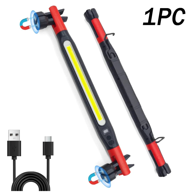 LED Magnetic Work Light 1pc - USB-C Rechargeable COB Strip Red Black Garage Light | Wrench Haus