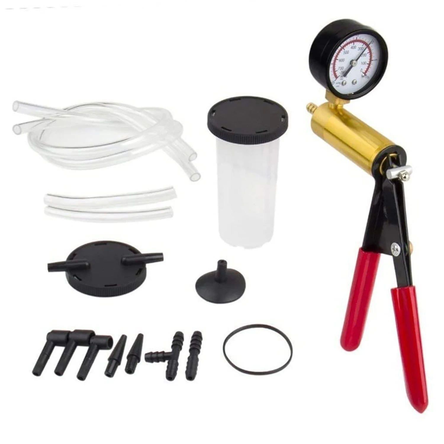 2-in-1 Vakuum-Pumpe & Bremsenentlüfter-Kit – 16-teilig mit Manometer & Adaptern