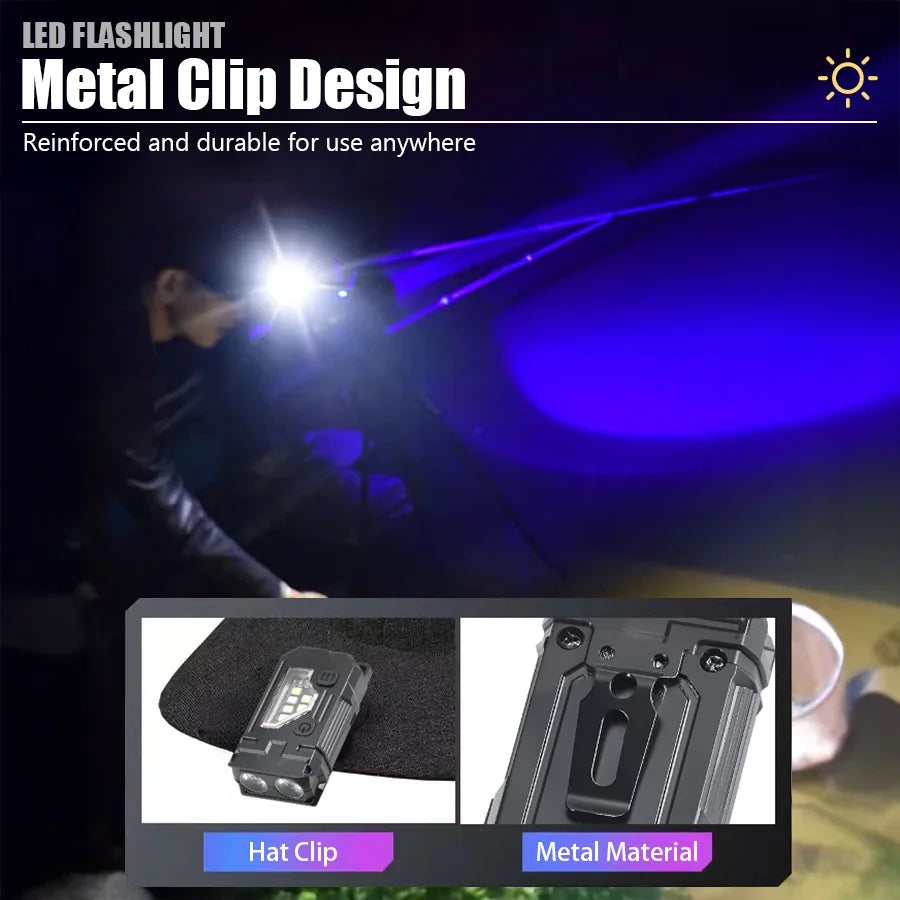 Mini COB LED Flashlight - USB-C Rechargeable Waterproof EDC Work Light