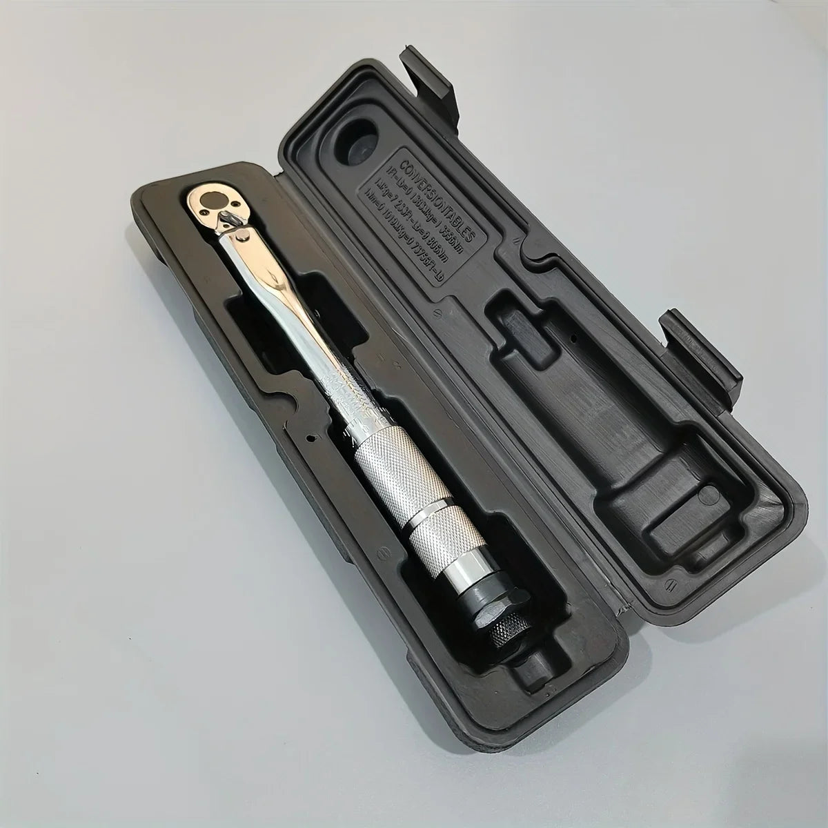 Adjustable Drive Torque Wrench 1/4" 3/8" 1/2" - Click-type ratchet wrench with molded carry case open on grey surface | Wrench Haus