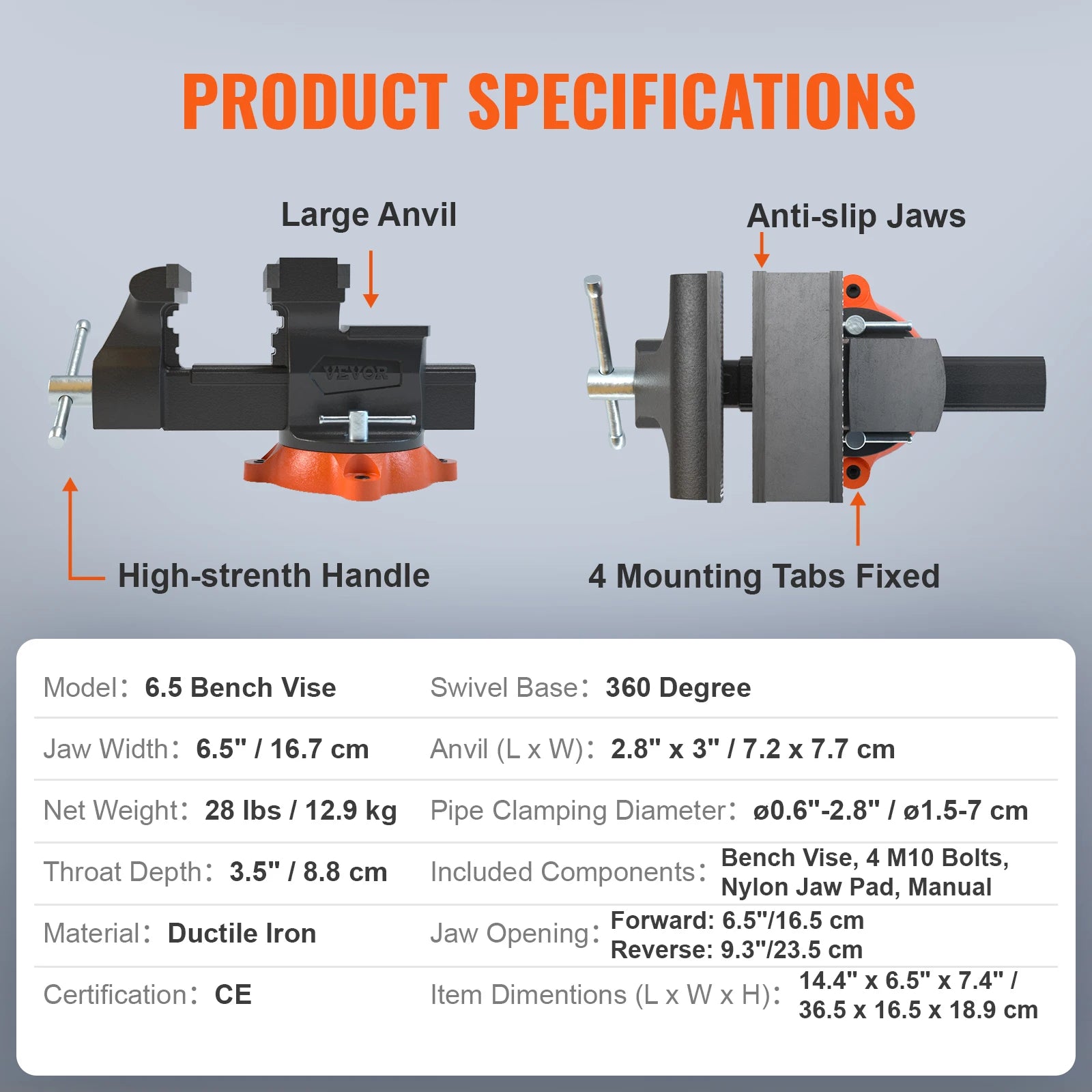 Bench Vise - Cast Iron Rotating Base Tool Kit | Wrench Haus