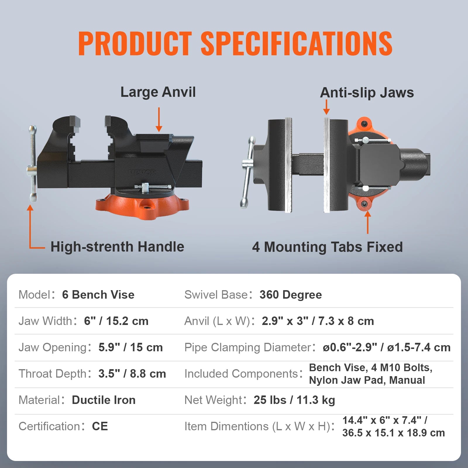 Bench Vise - Cast Iron Pipe Clamp Workshop Tool | Wrench Haus