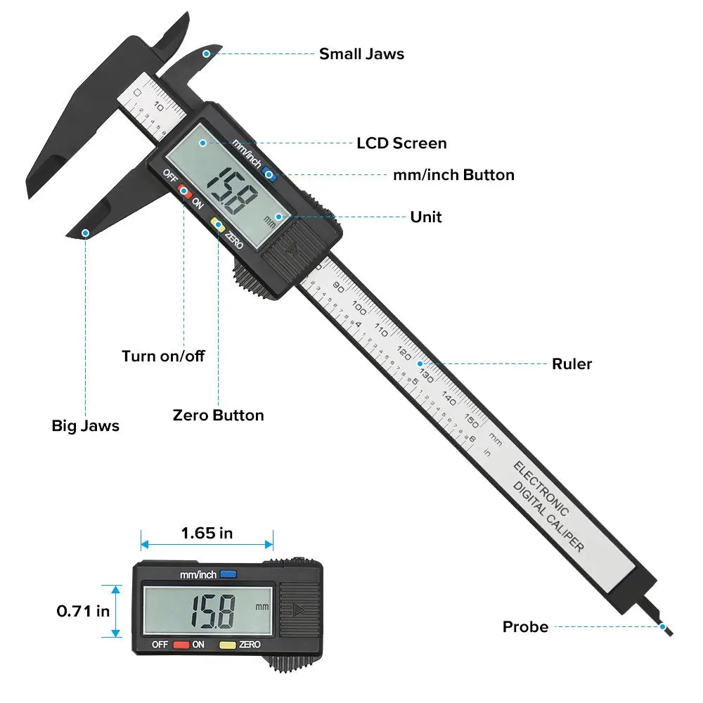 Digital caliper display close-up showing precise measurement