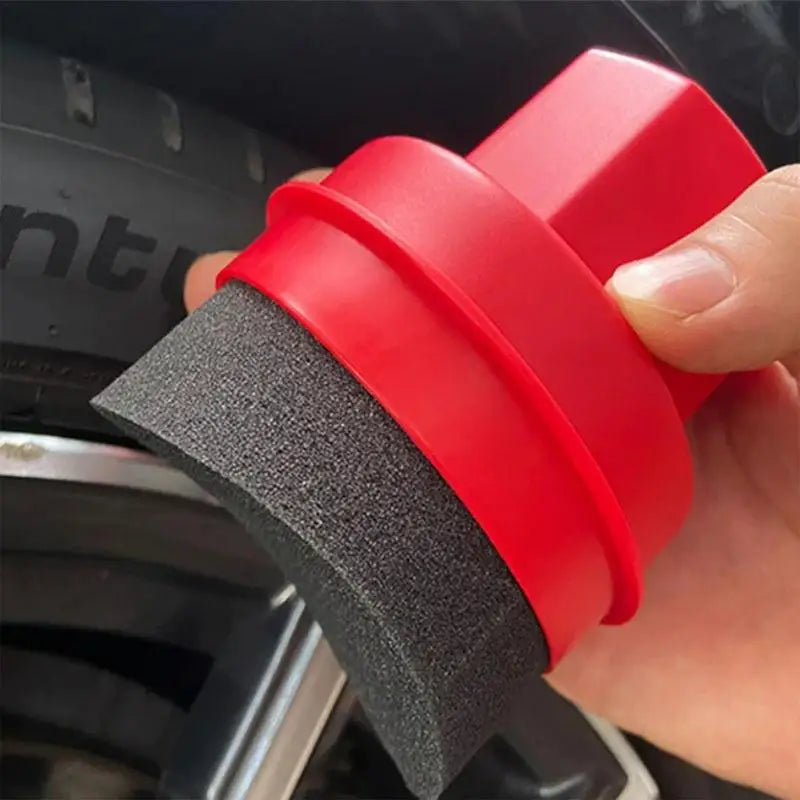 Ergonomic tire shine applicator brush with soft pad