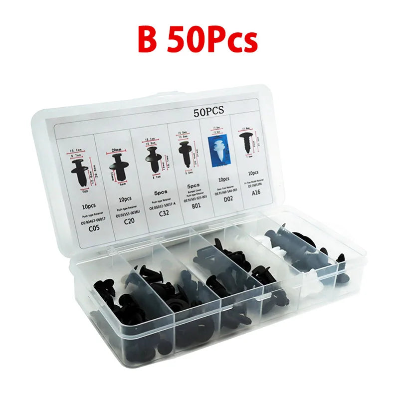 Assorted Push Retainer Clip Kit - Bumper, Door & Trim Panel Fasteners