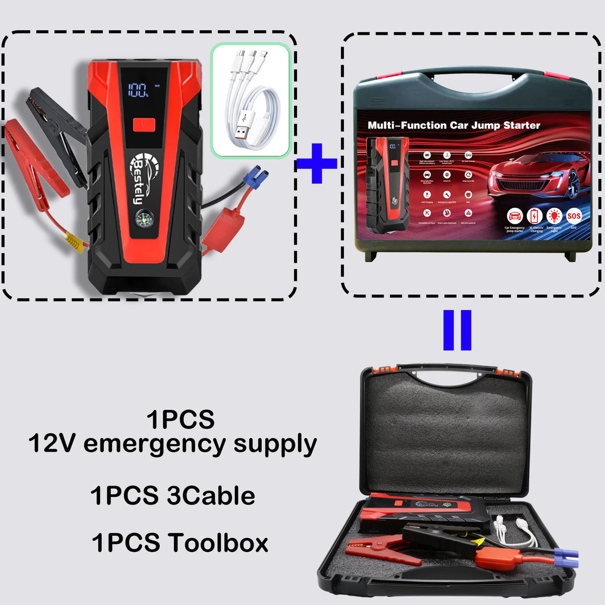 3000A Portable Car Jump Starter Power Bank — 12V Booster & Charger