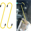 Brake Caliper Hook - Yellow flexible brake caliper support hooks with rubber tips, pair shown on white background | Wrench Haus