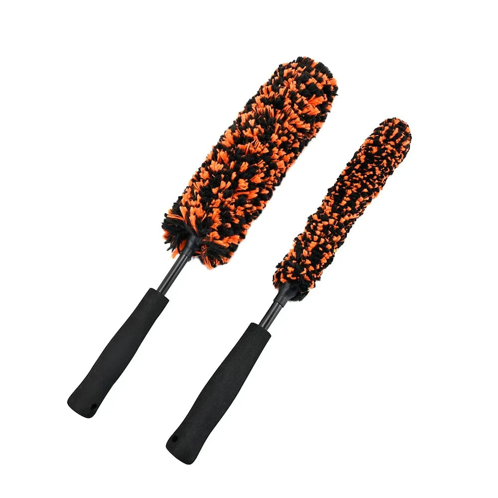 Microfiber bendable wheel cleaning brush
