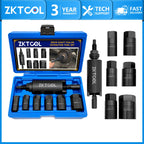 7-piece drive shaft puller kit in blue case with long puller and six adapters shown beside it | Wrench Haus