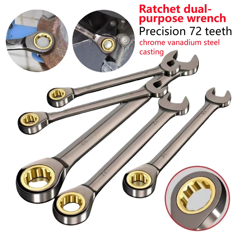 Flex head ratcheting combination wrench set 6-30mm
