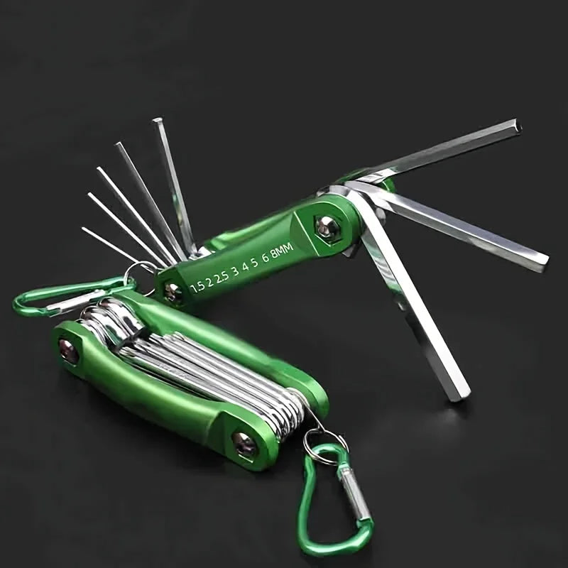 Folding hex key tool folded for storage