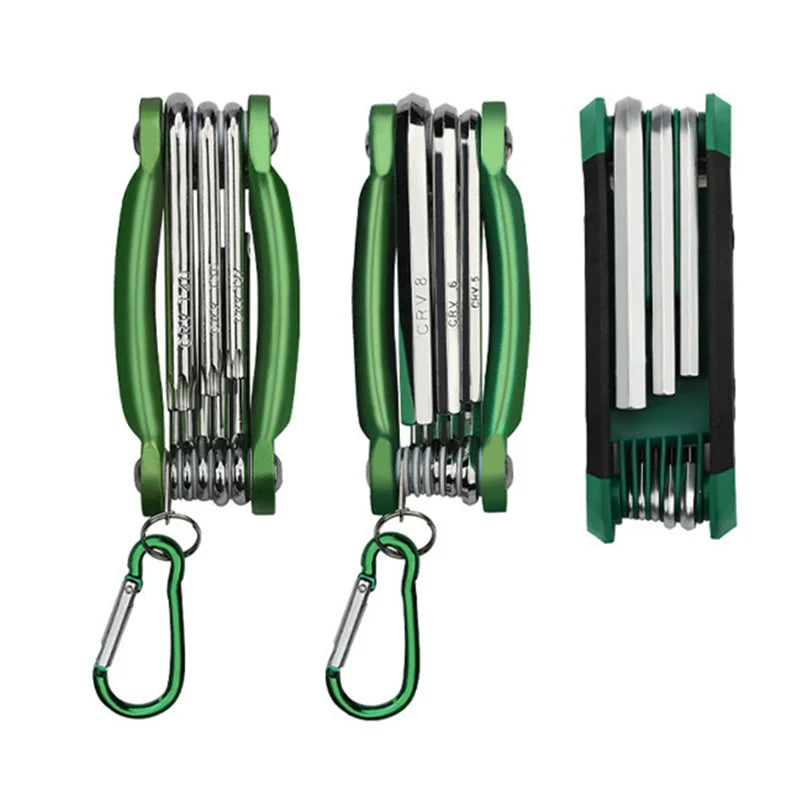 8-piece folding hex key multi-tool