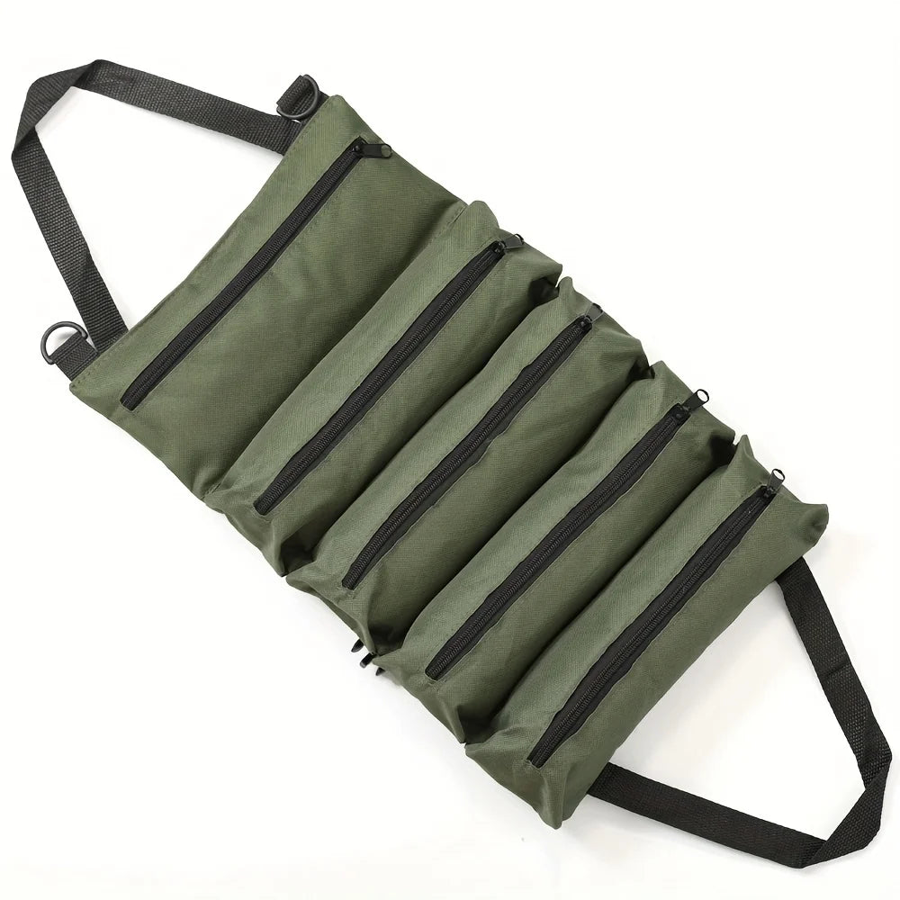 Heavy Duty Roll-Up Tool Bag Olive Green - Multi-Pocket Canvas Wrench Roll Organizer | Wrench Haus