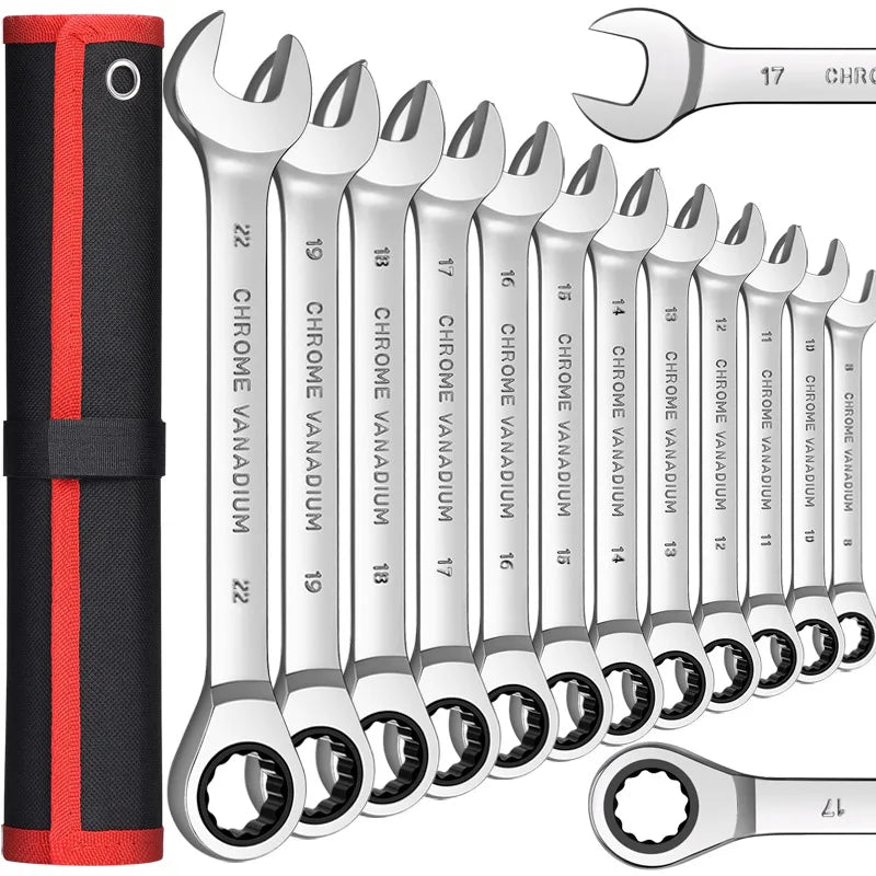 12-point ratcheting combination wrench set