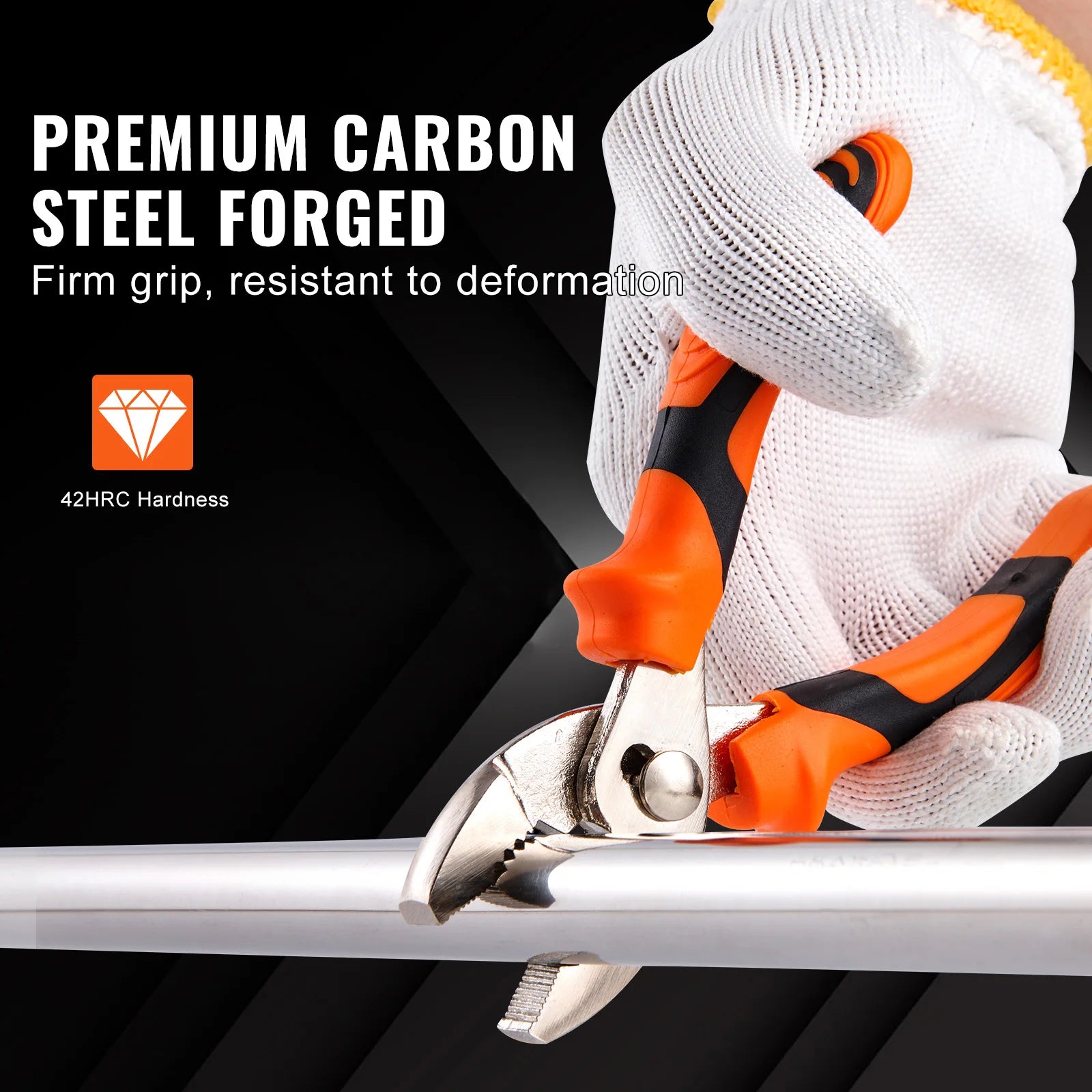 8-Piece Professional Pliers & Wrench Set - Premium carbon steel forged construction callout showing hardened jaw profile and corrosion-resistant finish | Wrench Haus